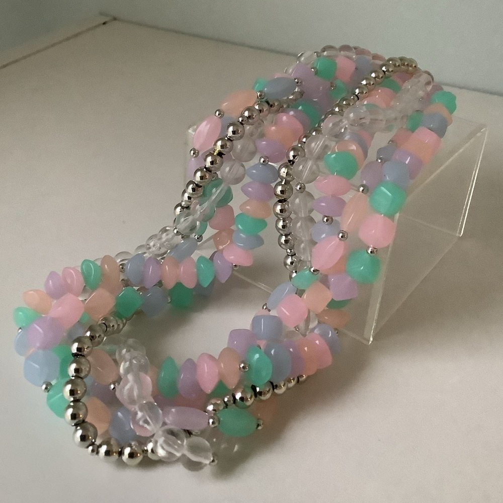 NEW pastel multi strands beaded necklace